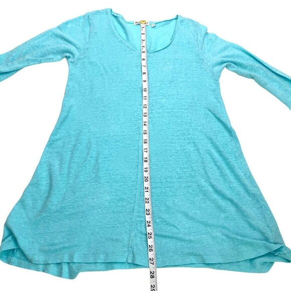 Habitat Womens Aqua Blue Linen Tunic Top 3/4 Sleeve Small Lightweight Relaxed - Picture 8 of 9